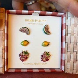 Bomb Party Fruit-Themed Earrings Set